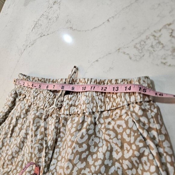 J. Crew Womens Cheeta Print Pants Size 10 Pull On Linen Cotton Blend Tan White - Picture 9 of 10